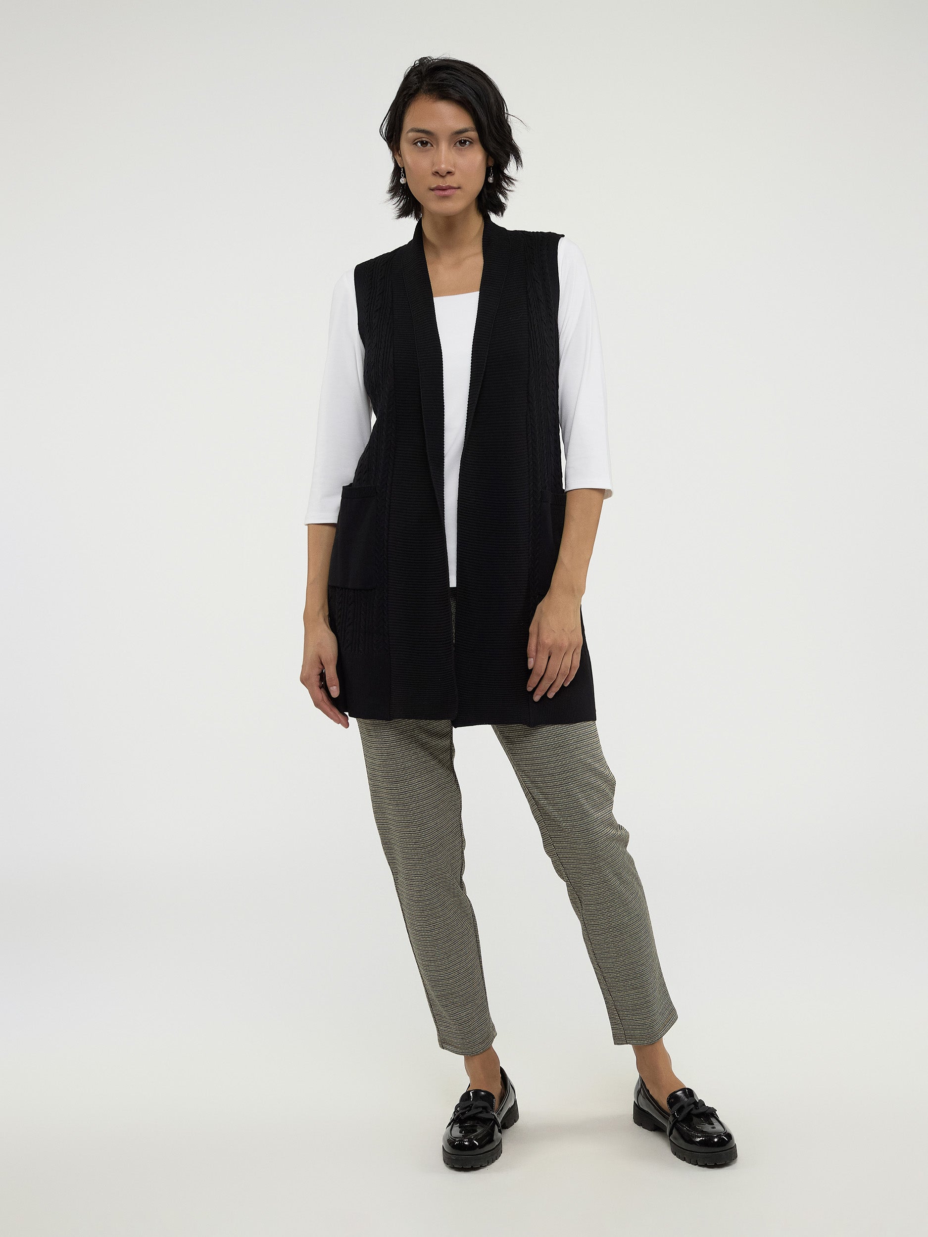 Sleeveless long knitted vest – Boutiques San Francisco