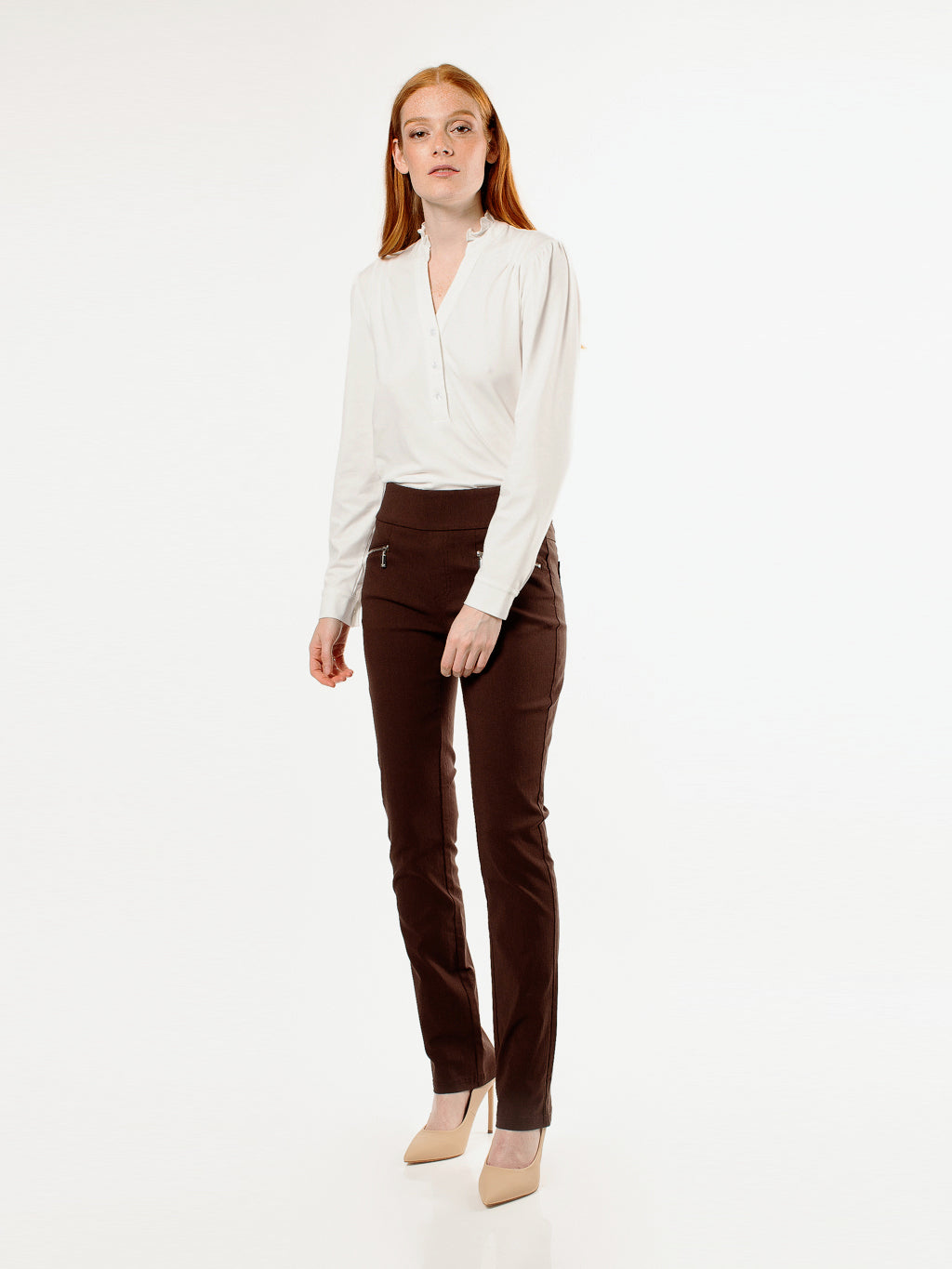 Pantalon droit ajusté à enfiler