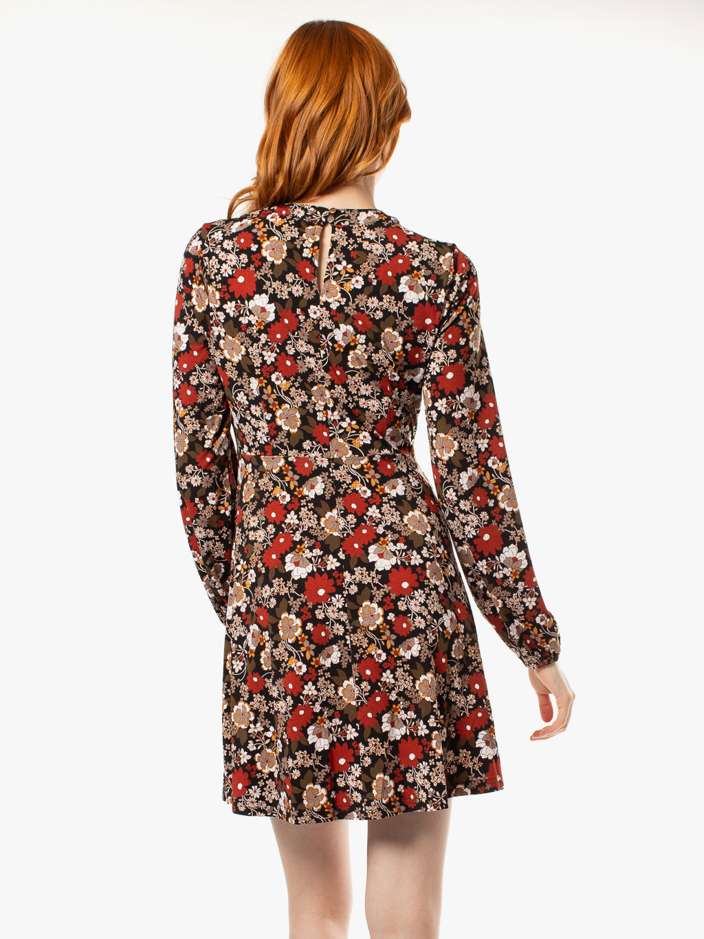 Robe ligne A imprimée avec détails à l'envolure