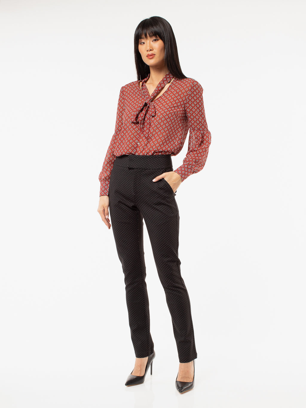 Pantalon droit imprimé habillé