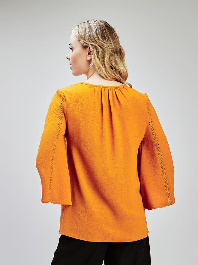 Tunique Noire Motif Cachemire Briques/oranges/ivoire - Taille 54, Polyester, Neuve Sans étiquette