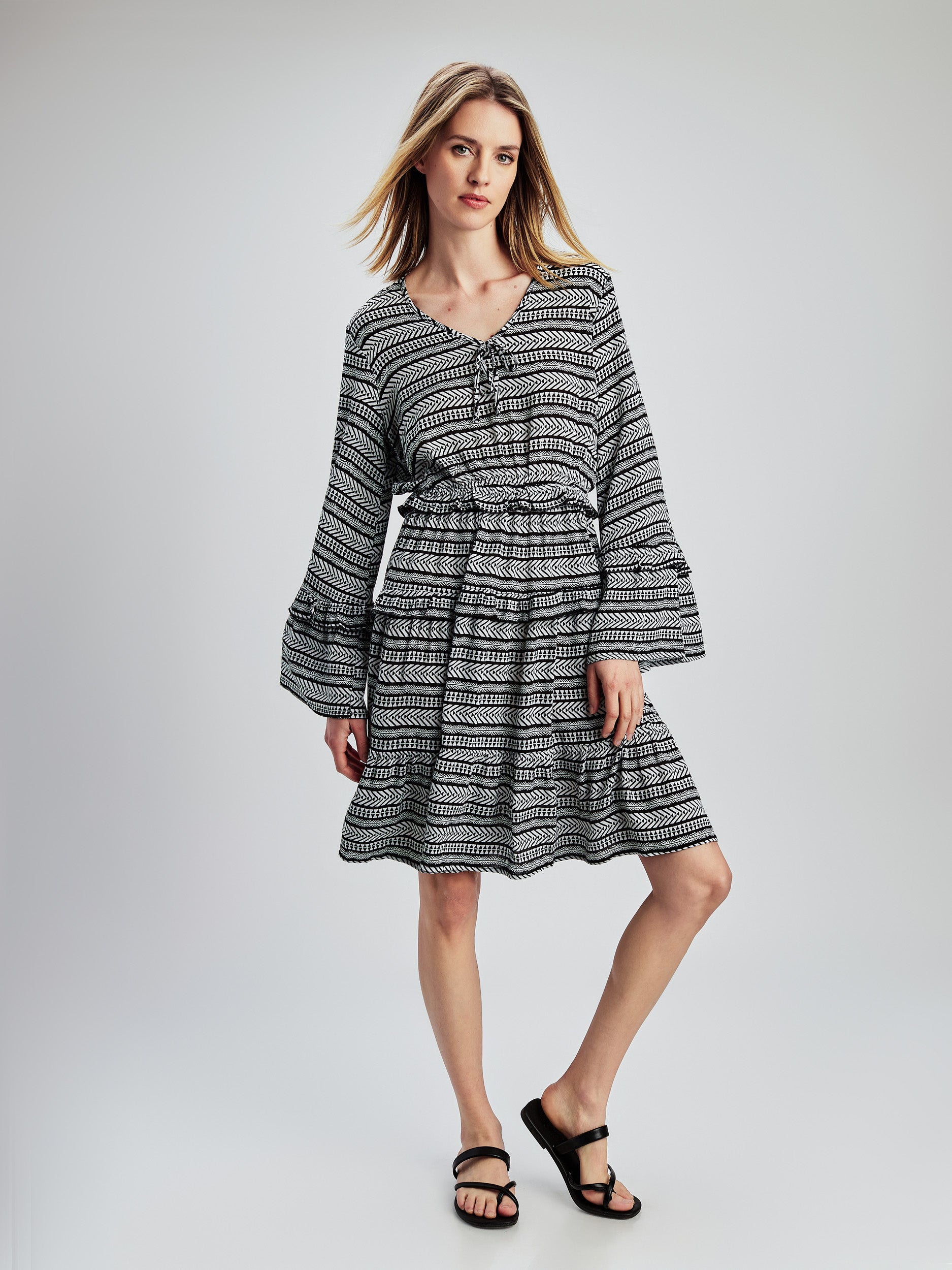 Flared short midi dress