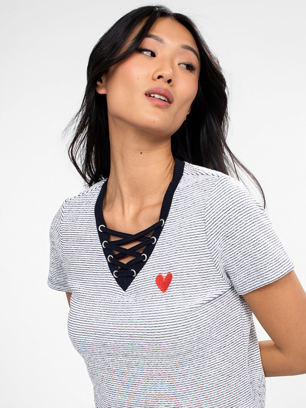 3/4-sleeve semi-fitted t-shirt