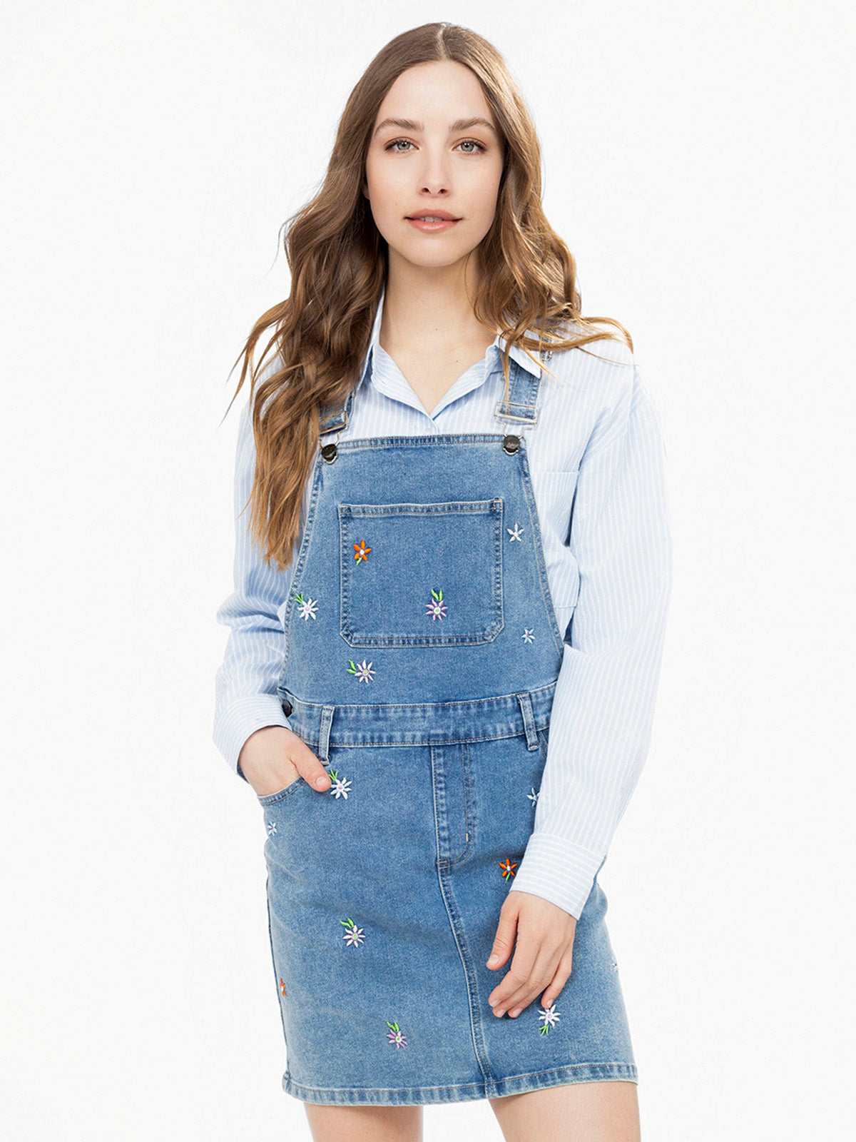 Denim skirt overalls