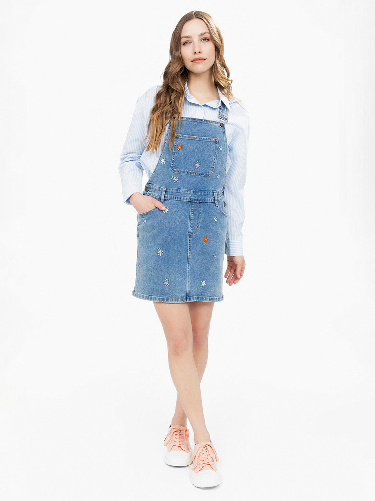 Denim skirt overalls