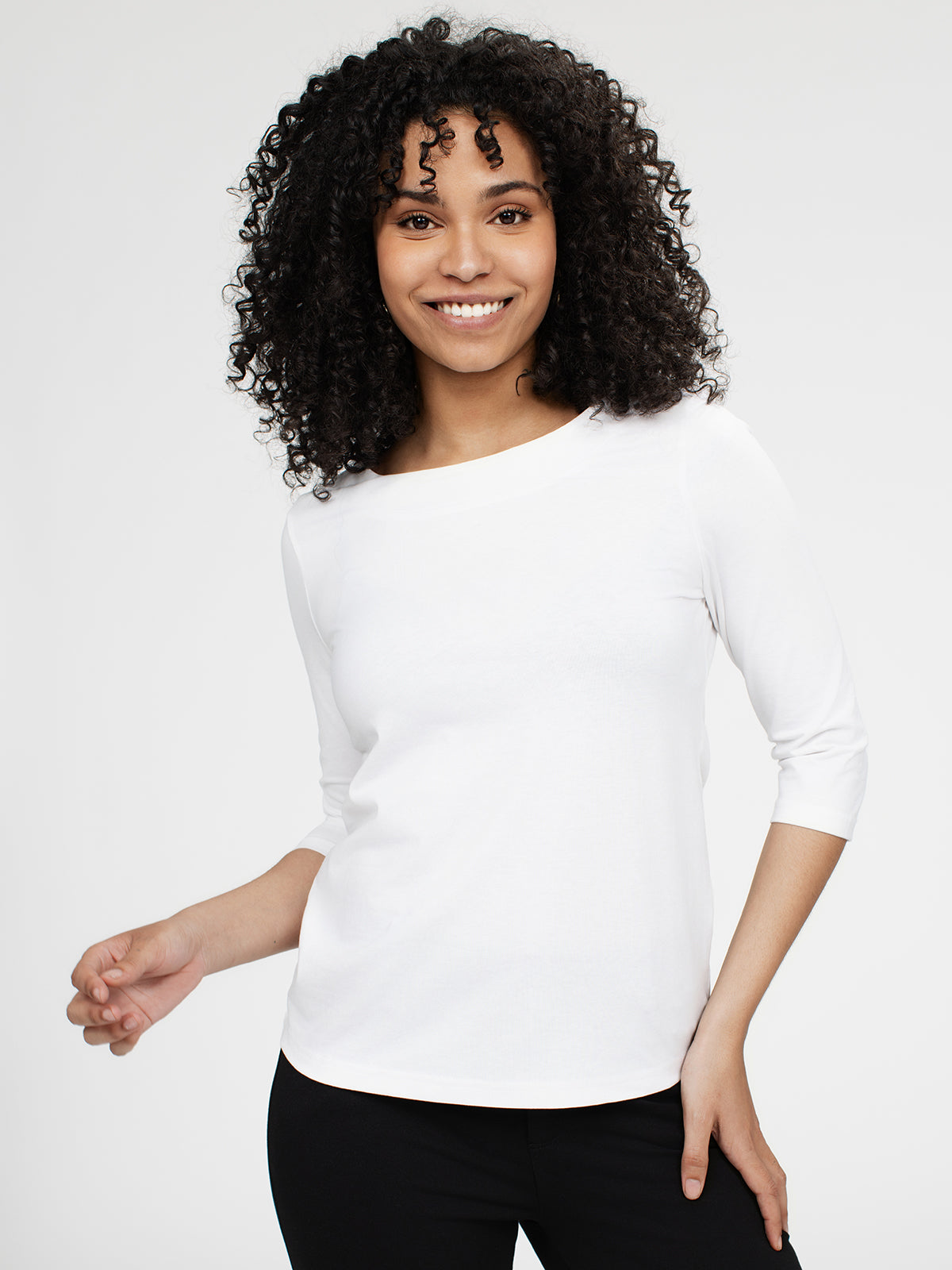 3/4-sleeve semi-fitted t-shirt