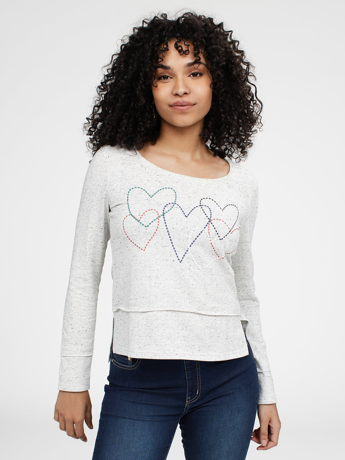 Long-sleeve semi-fitted t-shirt