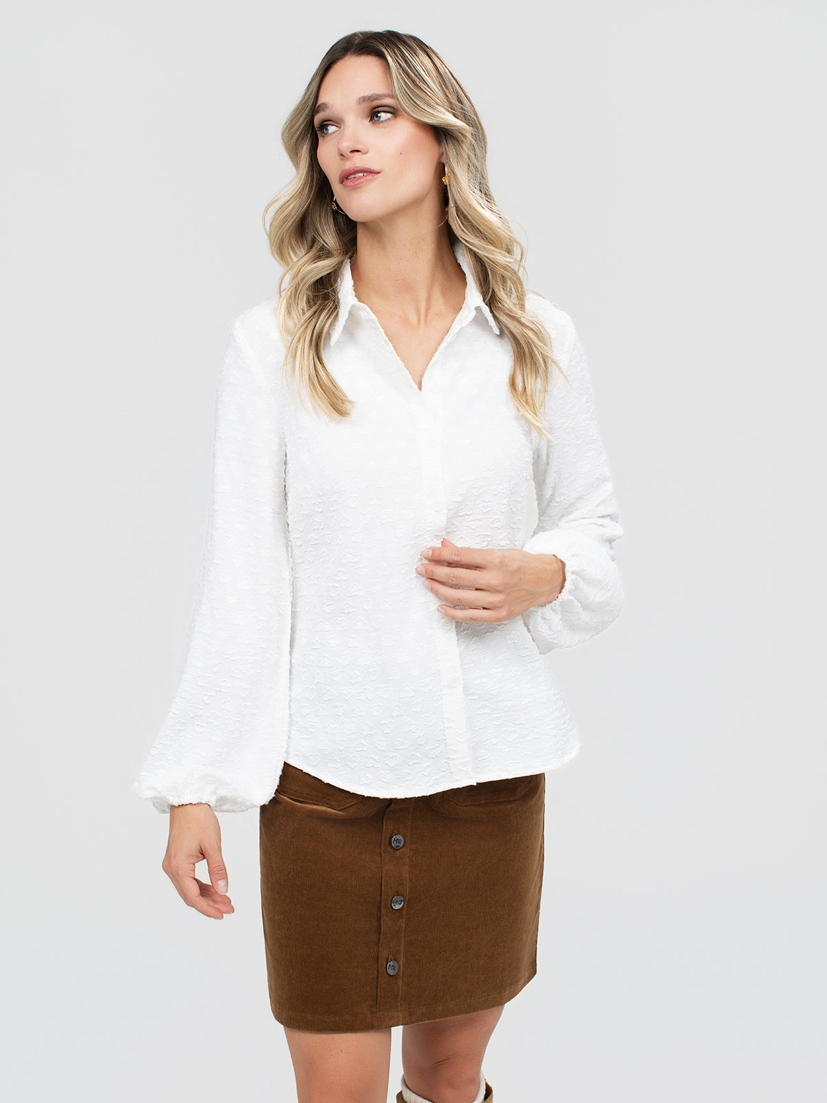 Blouse ample à manches longues avec boutons