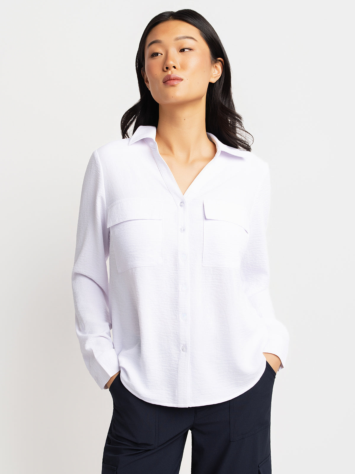 Long-sleeve blouse with buttons