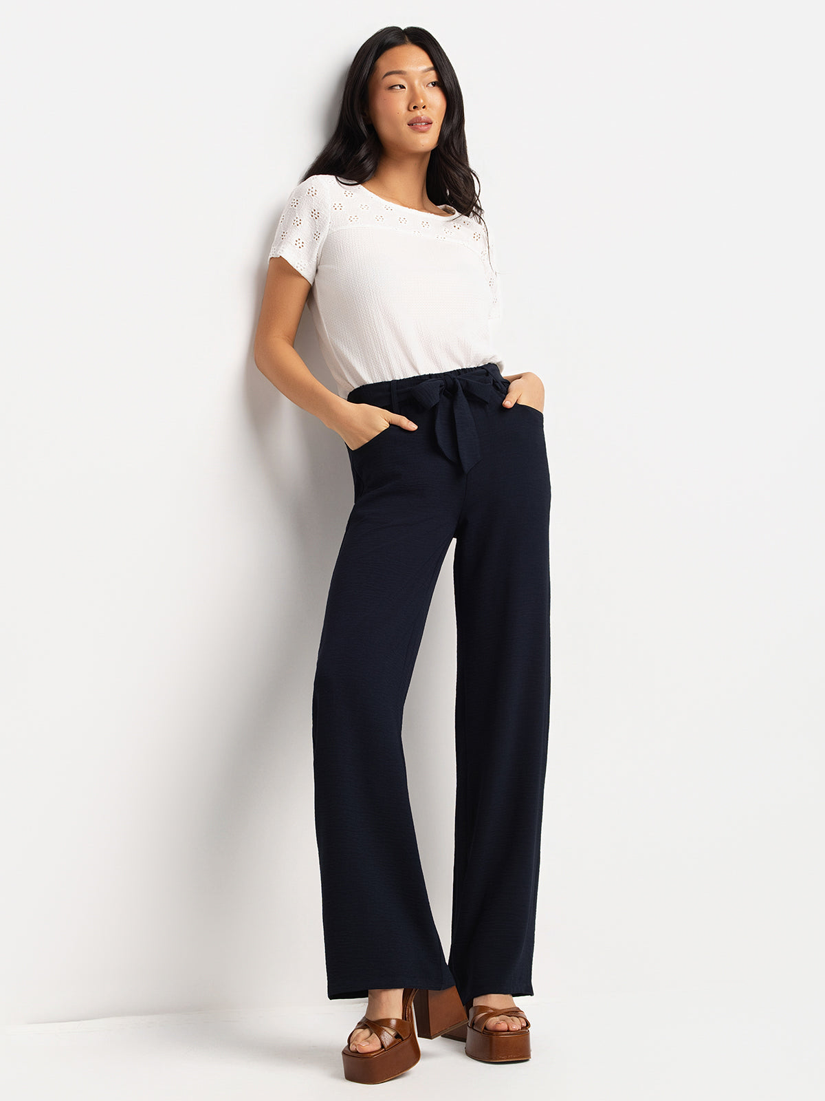 Pantalon large décontracté à enfiler