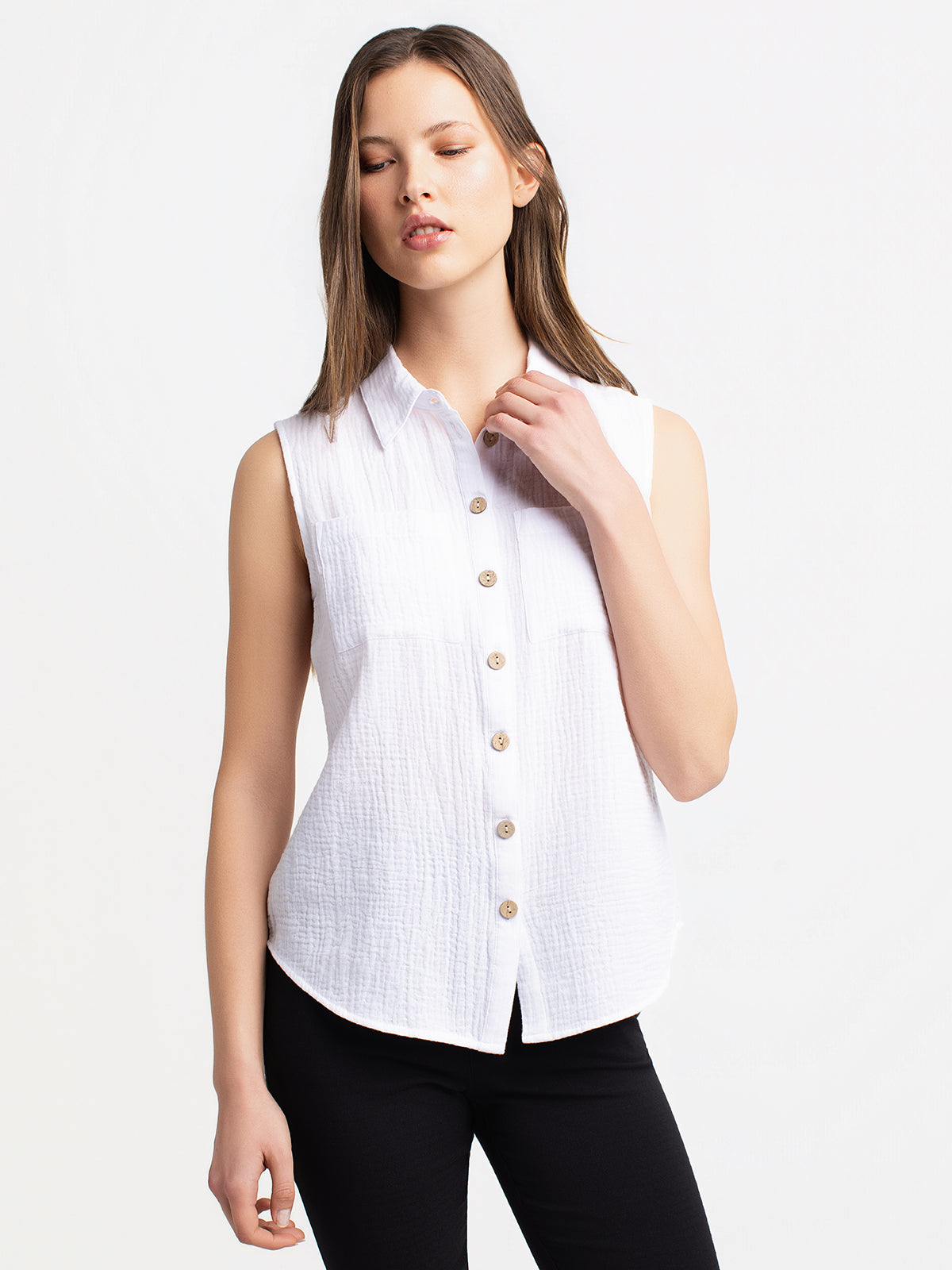 Blouse sans manches avec boutons