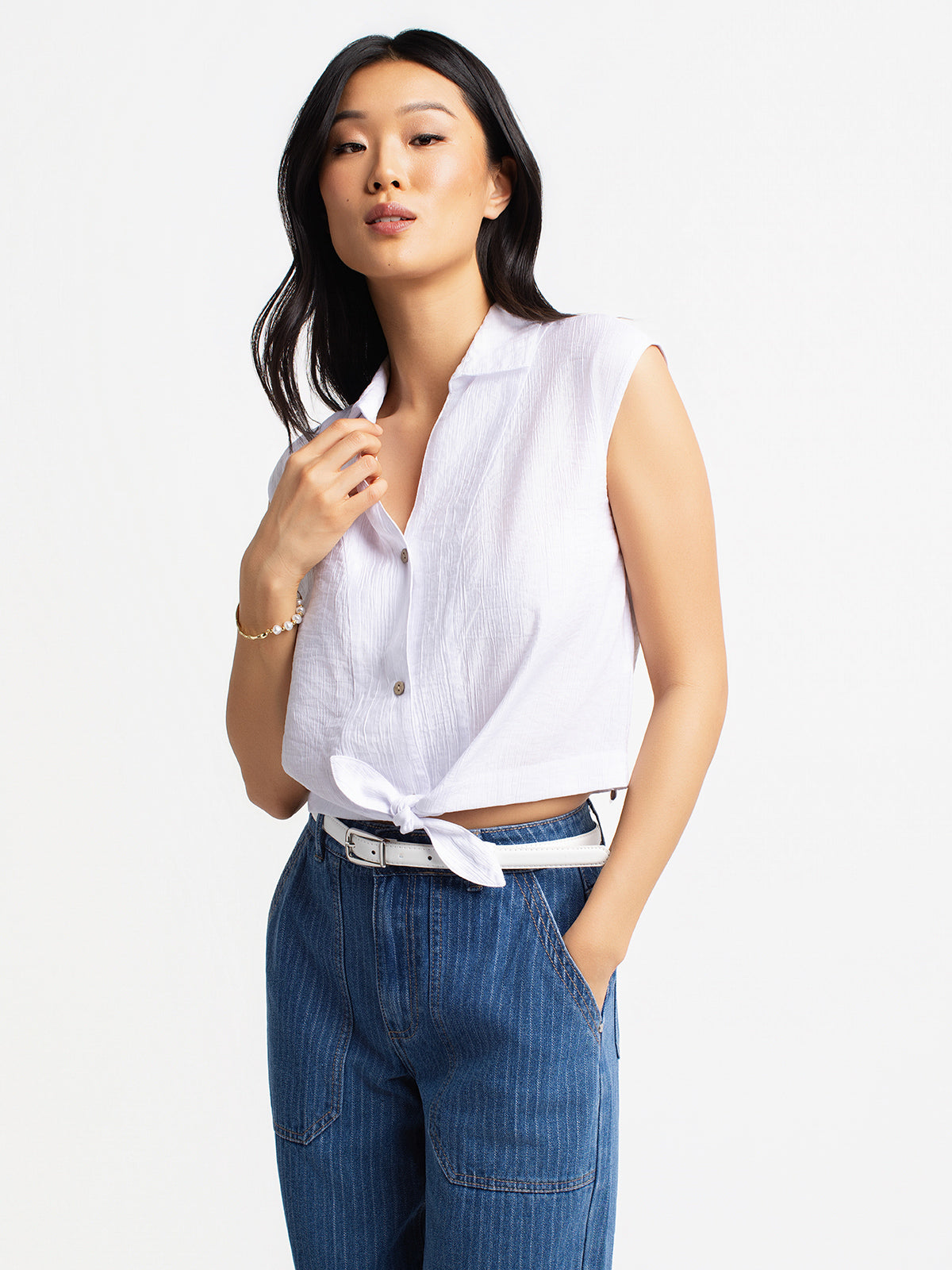 Blouse sans manches avec boutons