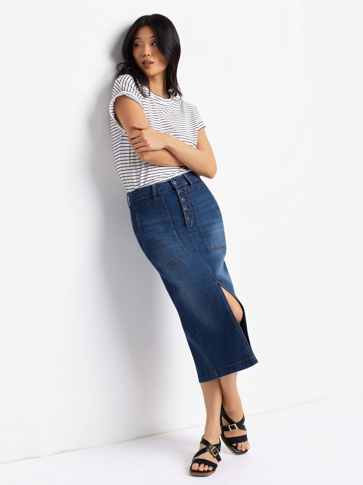 Jupe midi en denim