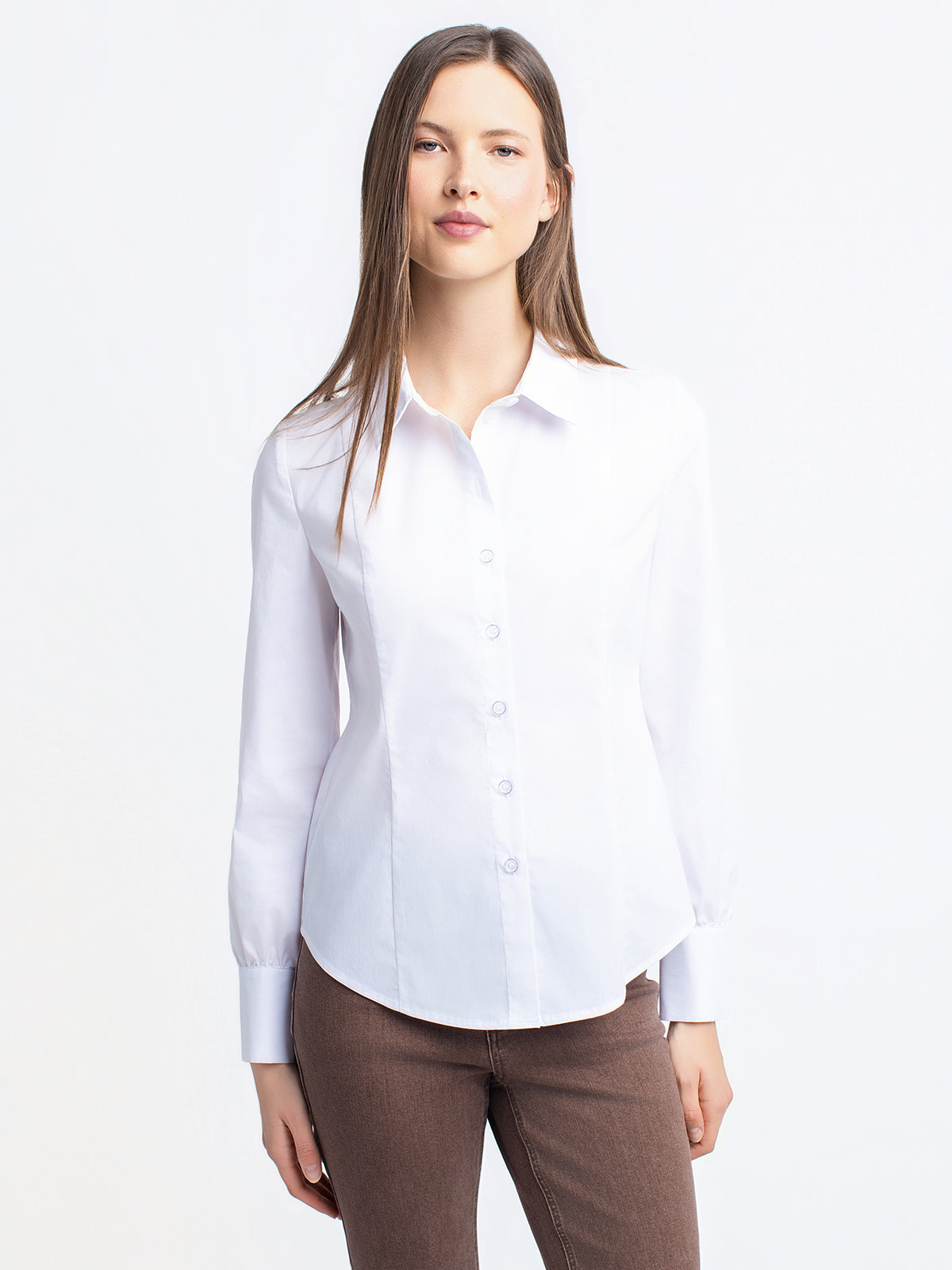 Long sleeve button-up blouse