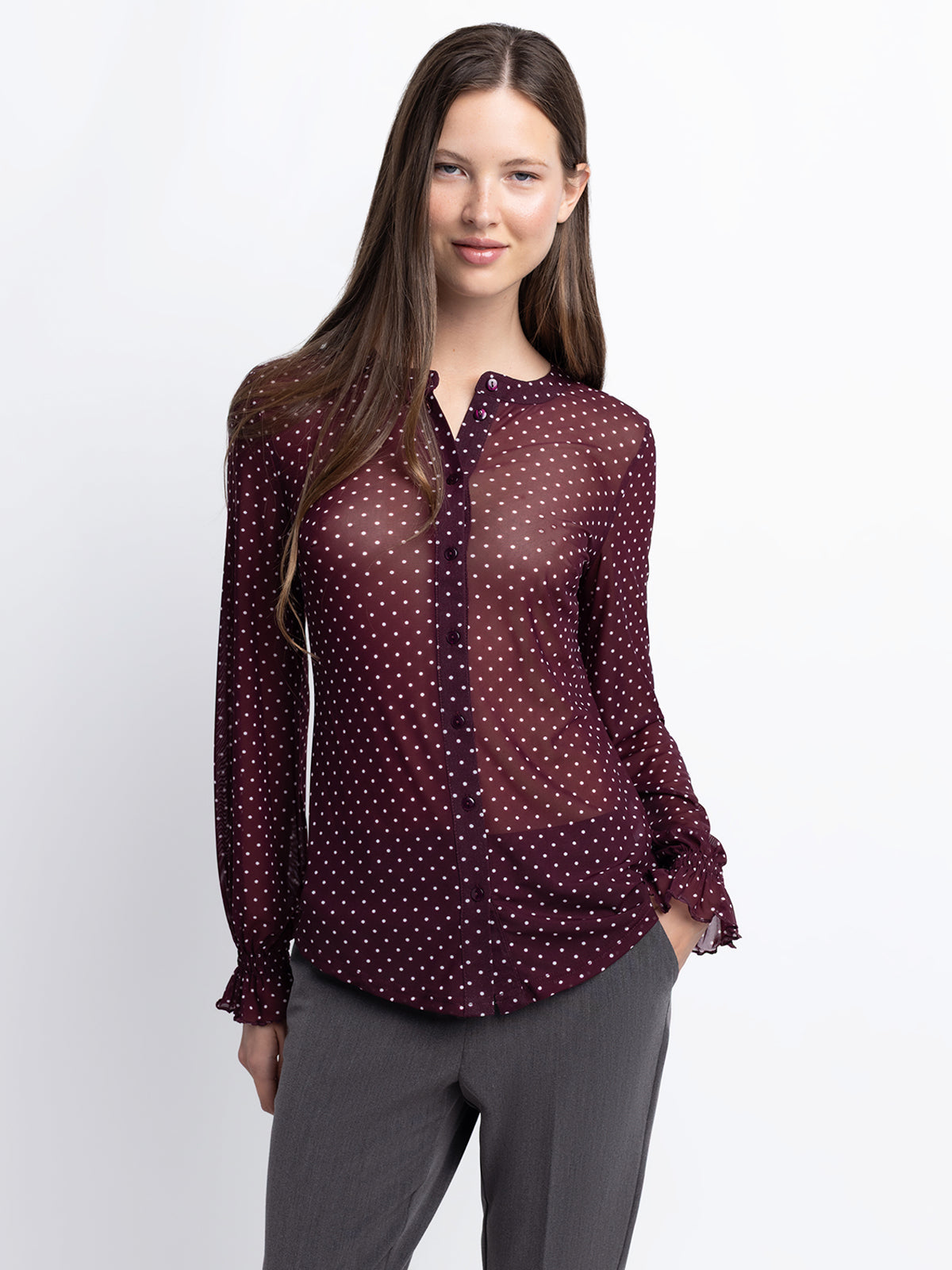 Long sleeve button-up blouse
