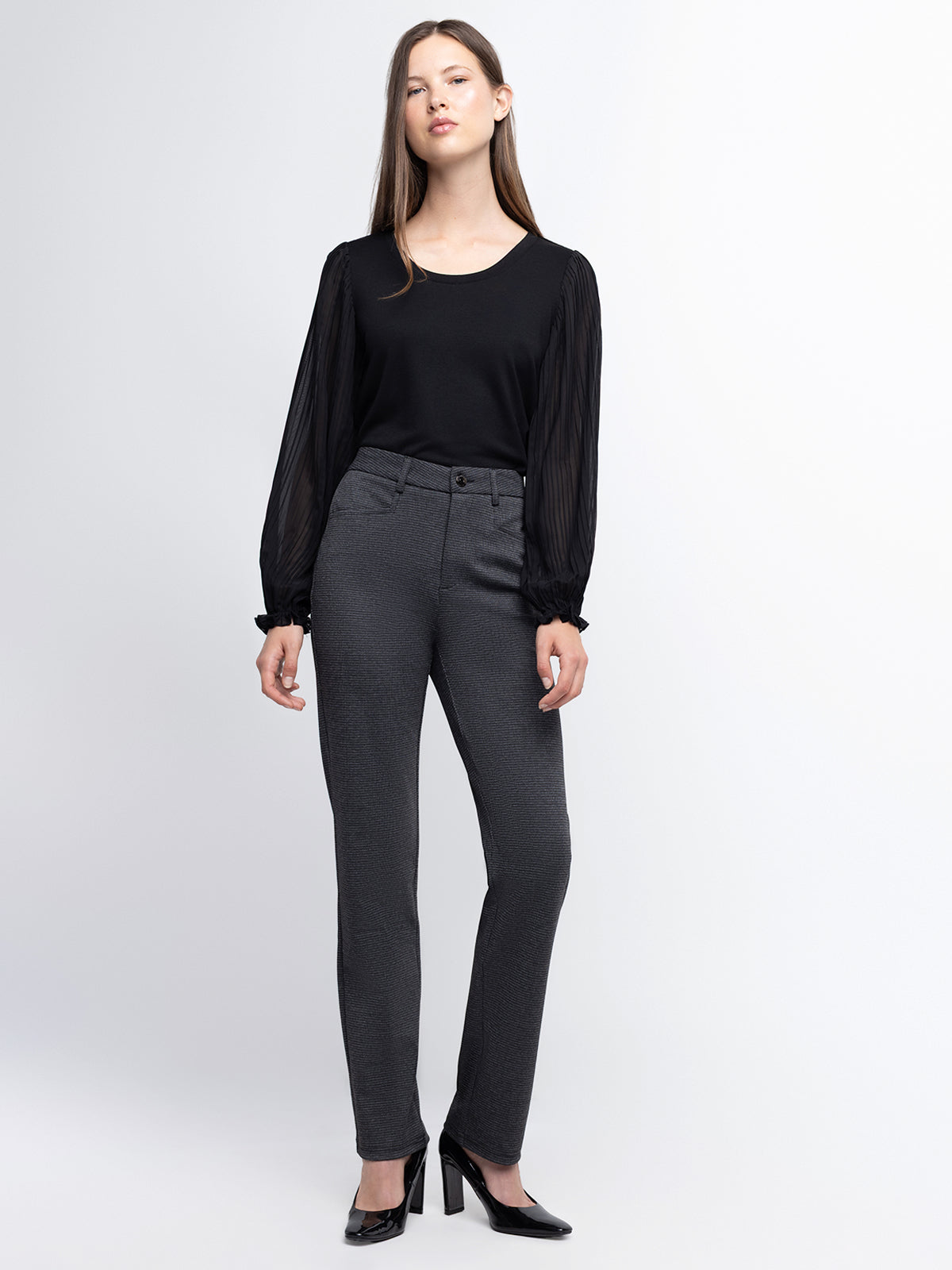 Pantalon droit décontracté à enfiler