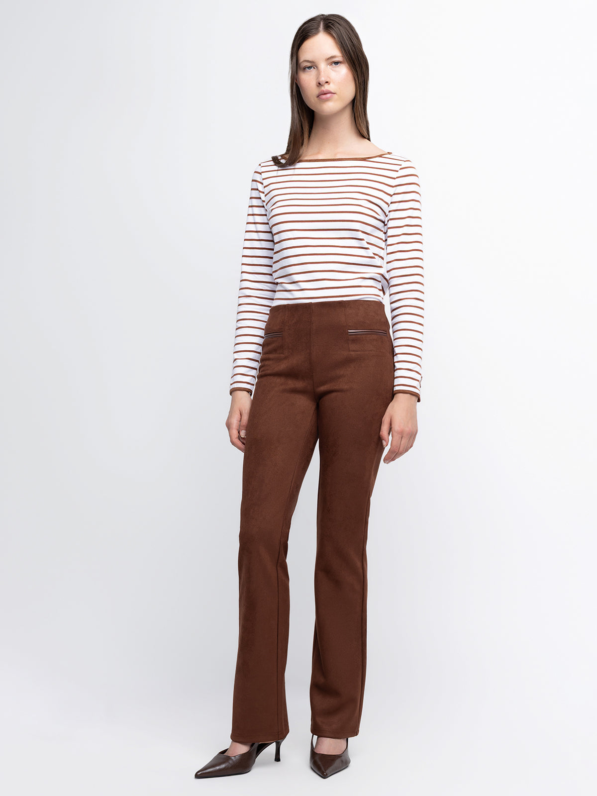 Pantalon évasé taille haute à enfiler