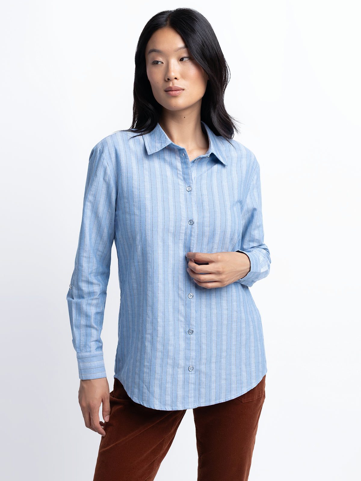 Blouse ample à manches longues avec boutons