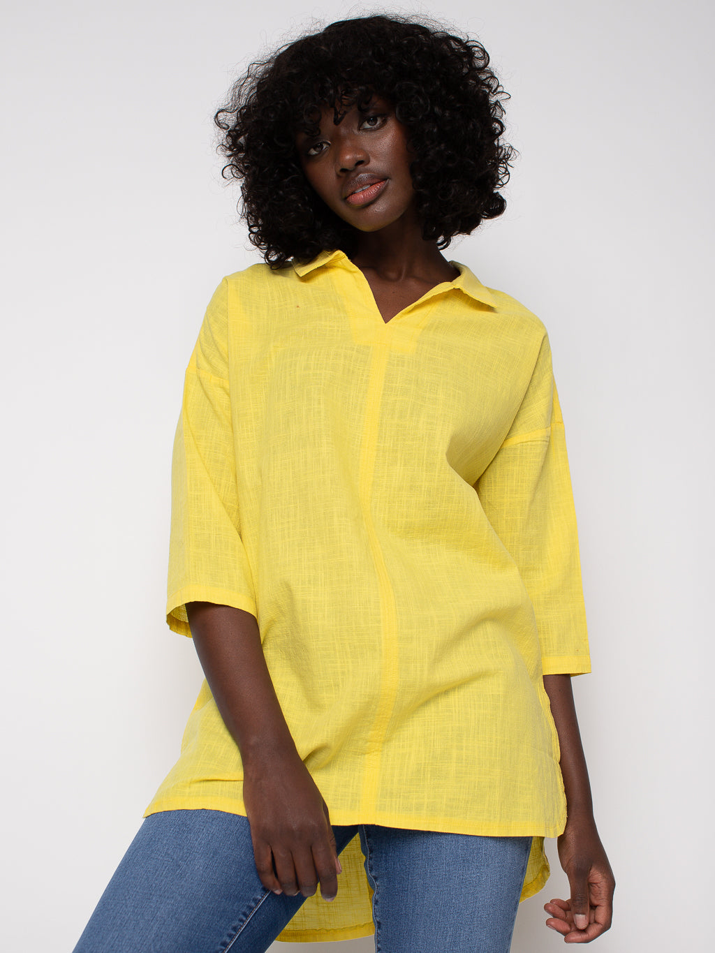 3/4-sleeve semi-fitted tunic