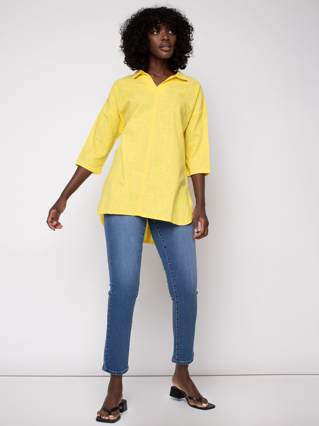 3/4-sleeve semi-fitted tunic