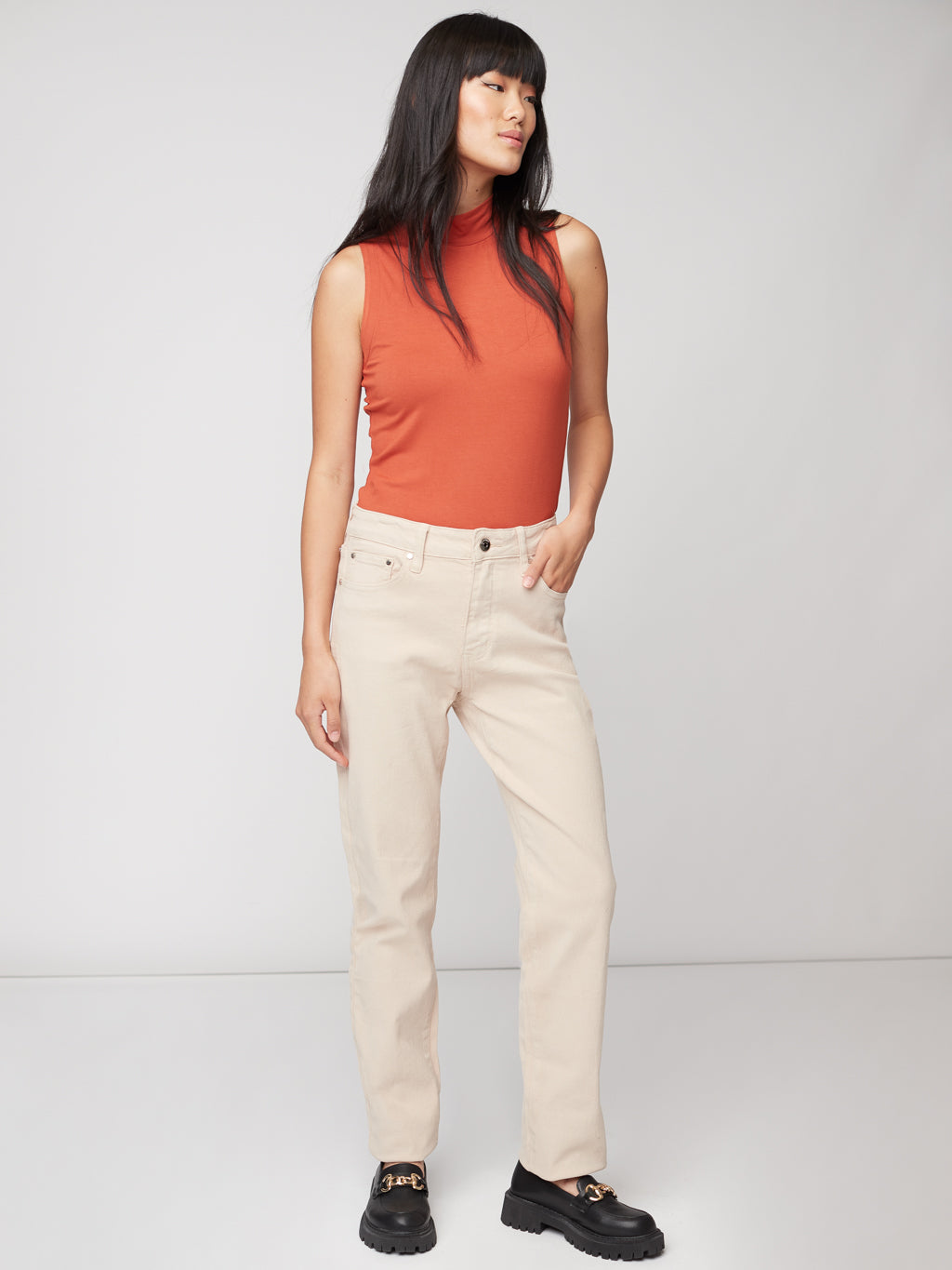 High waist straight jean