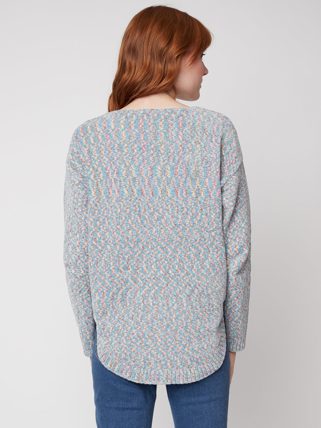 Long-sleeve ftted knit pullover sweater