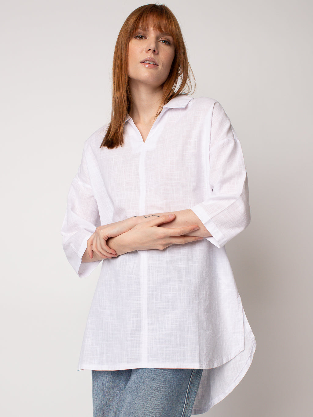 3/4-sleeve semi-fitted tunic