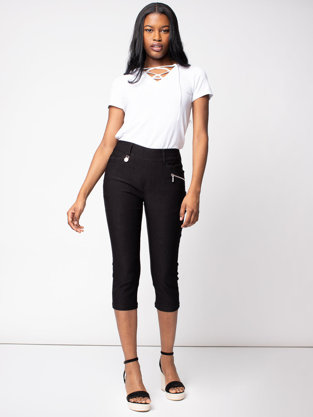 Straight fitted pull-on capri