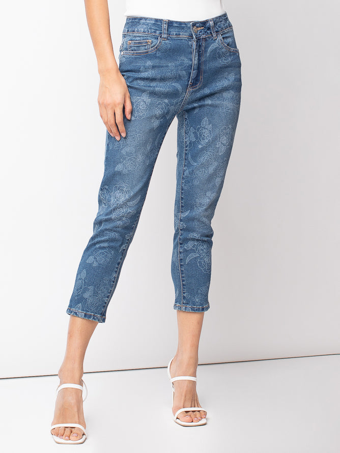 Fitted skinny denim capri