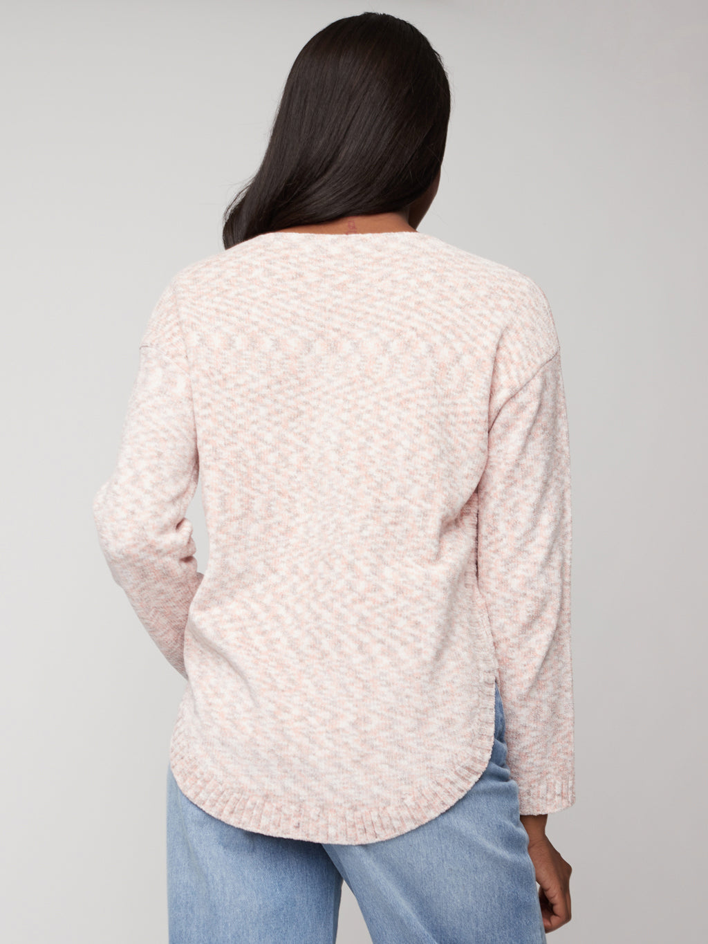 Long-sleeve ftted knit pullover sweater